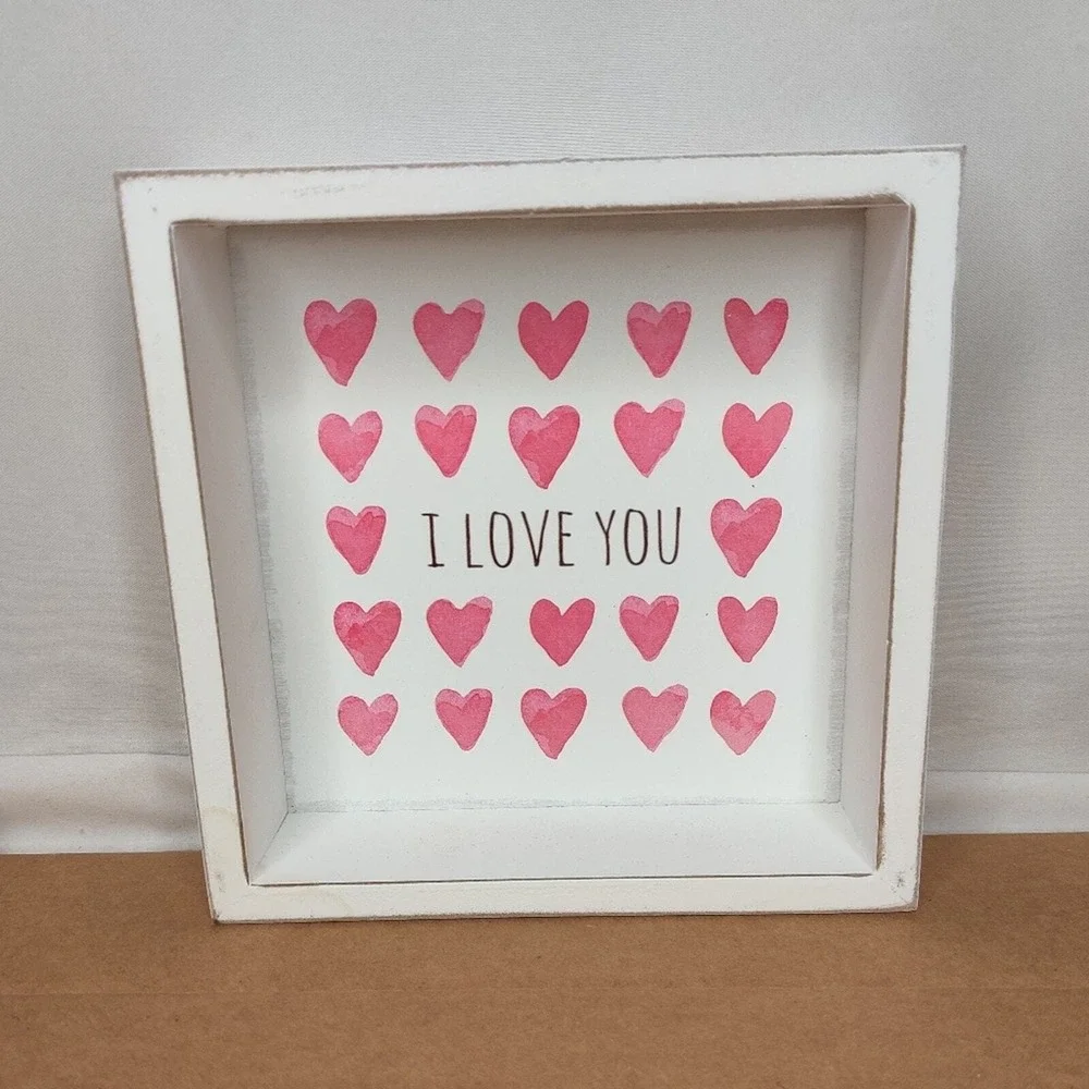 I Love You White and Pink Valentine's Day Wooden Decor